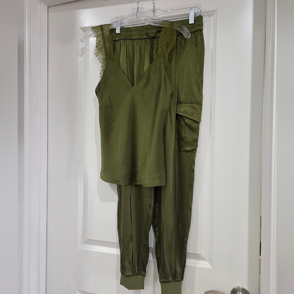 Cami NYC Silk Olive Loungewear Set
